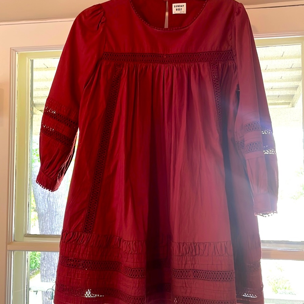 Burgundy dress from Arititzia’s brand Sunday Best. Size xxs.